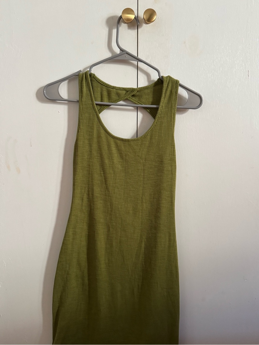 Cider Olive Ribbed Tank Mini Dress